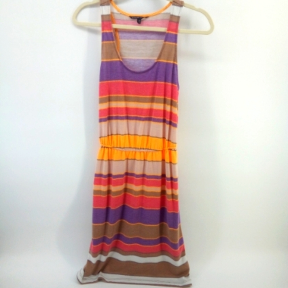 W118 by Walter Baker Striped Summer Spring Dress S Pink Purple Yellow Tan